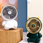 Mini ventiladores de escritorio creativos con forma de oso de dibujos animados, ventilador portátil de escritorio con gran caudal de aire, ventilador de mano con carga USB