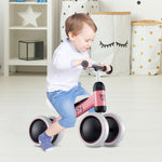 Bicicleta de equilibrio para bebés de 2 años, niños y niñas, sin pedales, 4 ruedas, rosa.