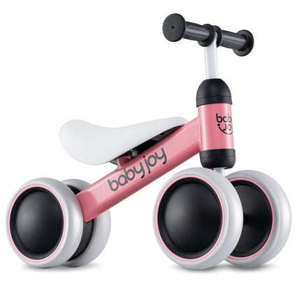 Bicicleta de equilibrio para bebés de 2 años, niños y niñas, sin pedales, 4 ruedas, rosa.