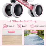 Bicicleta de equilibrio para bebés de 2 años, niños y niñas, sin pedales, 4 ruedas, rosa.