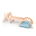 Set de escalada Montessori 4 en 1: Triángulo Pikler, arco, tobogán y cojín para niños pequeños (1 a 3 años)