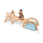 Set de escalada Montessori 4 en 1: Triángulo Pikler, arco, tobogán y cojín para niños pequeños (1 a 3 años)