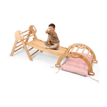 Set de escalada Montessori 4 en 1: Triángulo Pikler, arco, tobogán y cojín para niños pequeños (1 a 3 años)