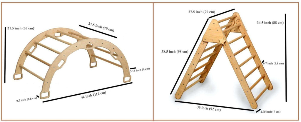 Juego de escalada de 5 piezas: triángulo de escalada, balancín de arco, almohada XL y 2 rampas