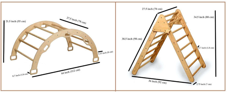 Juego de escalada de 5 piezas: triángulo de escalada, balancín de arco, almohada XL y 2 rampas