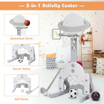 Juego de aro de baloncesto infantil 3 en 1 ajustable en altura con pelotas - Blanco