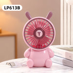 Mini ventiladores de escritorio creativos con forma de oso de dibujos animados, ventilador portátil de escritorio con gran caudal de aire, ventilador de mano con carga USB