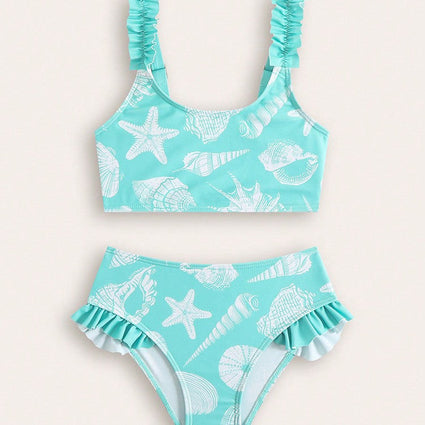 Bonito traje de baño de dibujos animados para niñas y bebés.