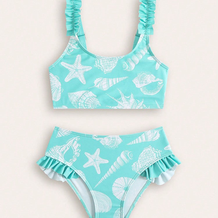 Bonito traje de baño de dibujos animados para niñas y bebés.