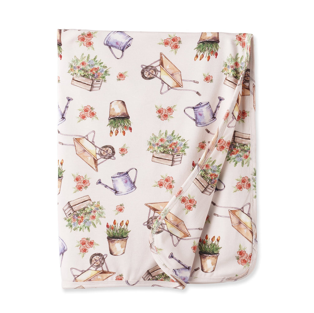 Manta para cochecito con diseño de pétalos - Suave manta de bambú para jardín