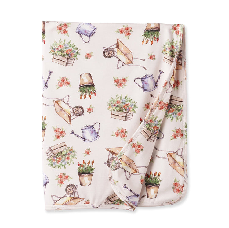 Manta para cochecito con diseño de pétalos - Suave manta de bambú para jardín