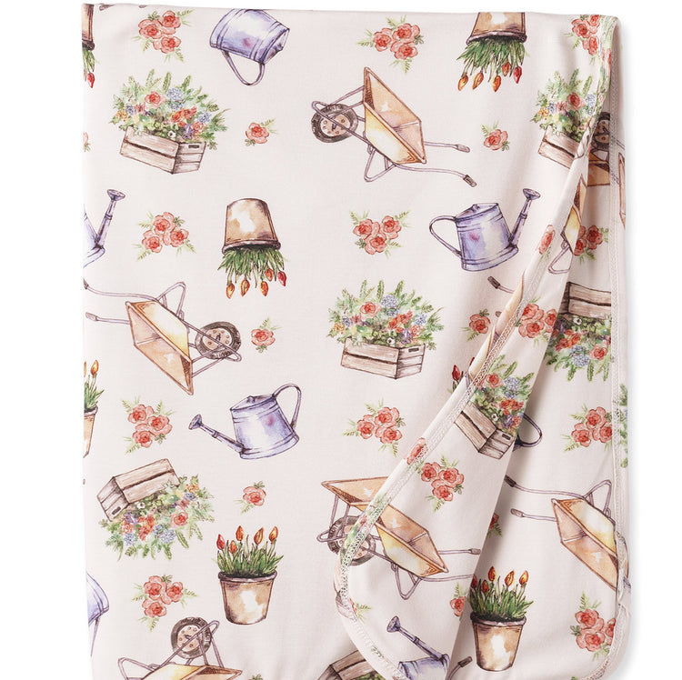 Manta para cochecito con diseño de pétalos - Suave manta de bambú para jardín
