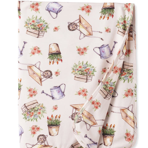 Manta para cochecito con diseño de pétalos - Suave manta de bambú para jardín
