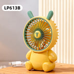 Mini ventiladores de escritorio creativos con forma de oso de dibujos animados, ventilador portátil de escritorio con gran caudal de aire, ventilador de mano con carga USB