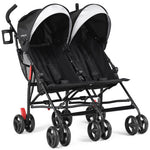 Cochecito doble plegable ultraligero para bebés, color negro