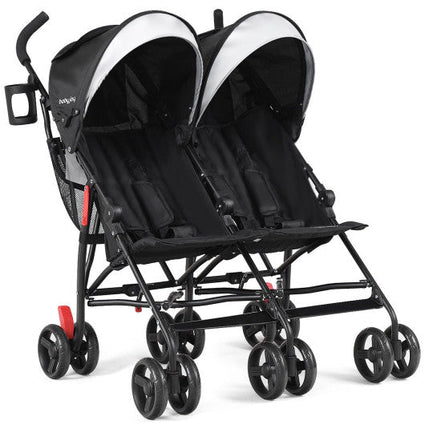 Cochecito doble plegable ultraligero para bebés, color negro