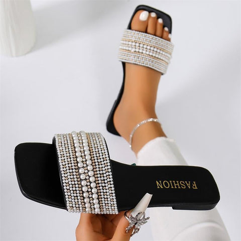 Sandalias modernas negras brillantes con diamantes, tacón alto y punta abierta, pantuflas para mujer, zapatos de fiesta, sandalias de tacón para mujer, con correa al tobillo y tacón bajo de bloque, sandalias elegantes y lindas.