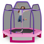Cama elástica infantil de 2,13 metros (7 pies) con sistema de rebote, color rosa.