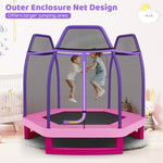 Cama elástica infantil de 2,13 metros (7 pies) con sistema de rebote, color rosa.