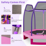 Cama elástica infantil de 2,13 metros (7 pies) con sistema de rebote, color rosa.