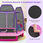 Cama elástica infantil de 2,13 metros (7 pies) con sistema de rebote, color rosa.