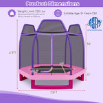 Cama elástica infantil de 2,13 metros (7 pies) con sistema de rebote, color rosa.