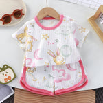 Conjunto de dos piezas de camiseta de manga corta para bebé, ideal para el verano.