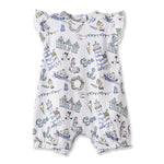 Mono de burbujas con estampado playero – Conjunto de bambú para bebé niña