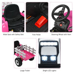 Tractor eléctrico de 12 V con pala cargadora de 3 velocidades para niños mayores de 3 años - Rosa