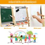 Caballete de arte infantil con rollo de papel, pizarra de doble cara y pizarra blanca - Gris