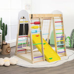 Gimnasio de escalada de madera 8 en 1 para interiores, ideal para niños (multicolor).