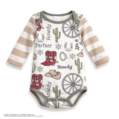 Body de bebé Howdy Partner – Vaquero del Oeste de algodón