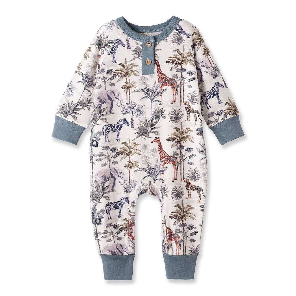 Pelele Henley de bambú con estampado de safari en la jungla para bebés niños