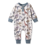 Pelele Henley de bambú con estampado de safari en la jungla para bebés niños