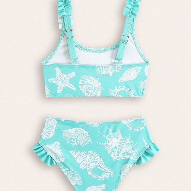 Bonito traje de baño de dibujos animados para niñas y bebés.