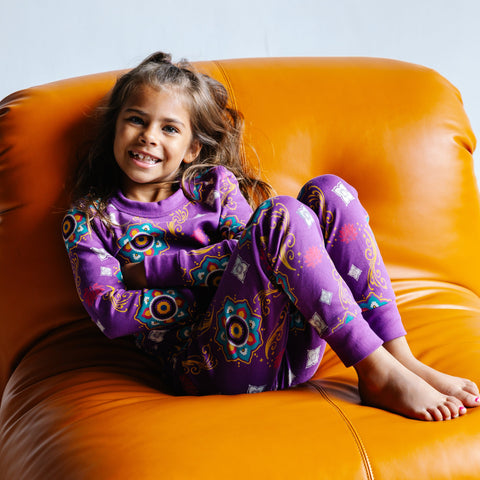 Conjunto de pijama para niña grande – Rangoli morado