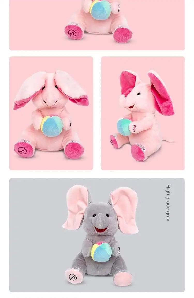 MEACAOFG™ Elefante de peluche interactivo - Juguete educativo musical "cucú" para bebés y niños pequeños