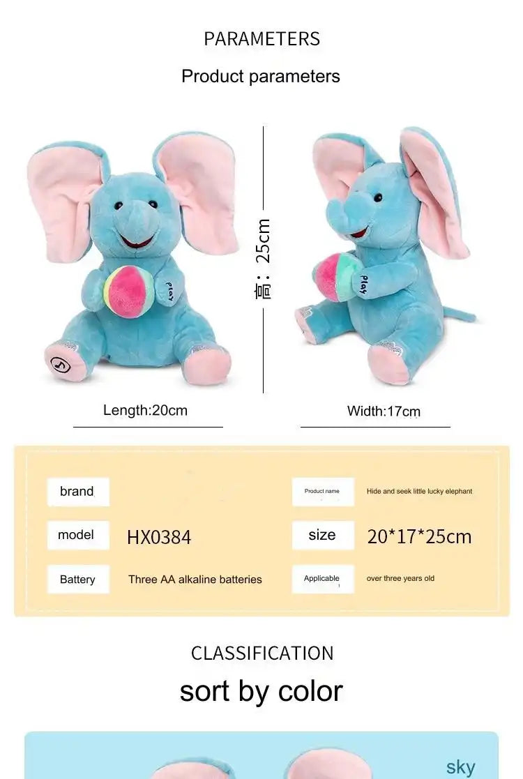 MEACAOFG™ Elefante de peluche interactivo - Juguete educativo musical "cucú" para bebés y niños pequeños
