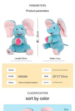 MEACAOFG™ Elefante de peluche interactivo - Juguete educativo musical "cucú" para bebés y niños pequeños