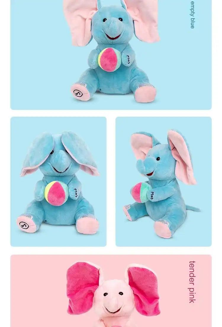 MEACAOFG™ Elefante de peluche interactivo - Juguete educativo musical "cucú" para bebés y niños pequeños