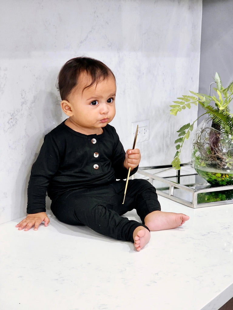 Conjunto de ropa para recién nacido, conjunto de ropa para bebé niño - Negro
