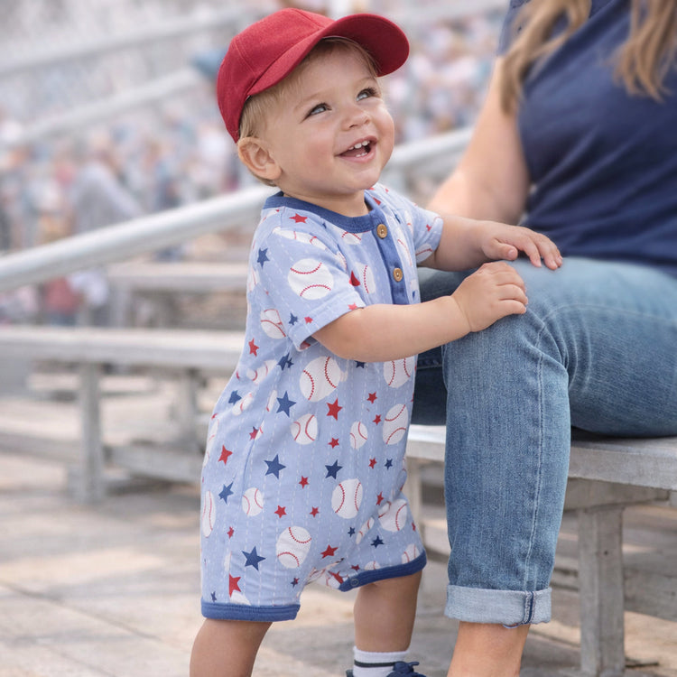 Pelele corto de bambú con estampado de béisbol Grand Slam para bebés niños