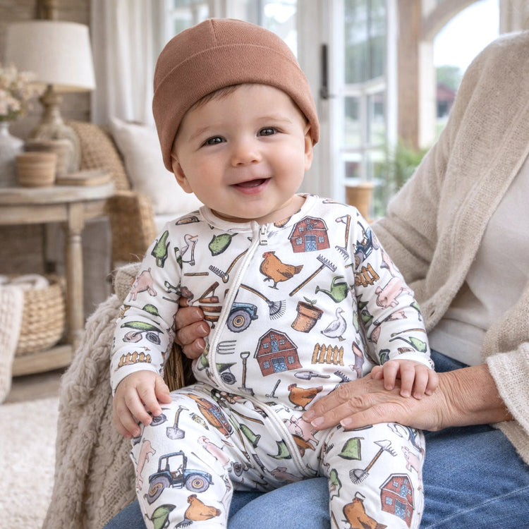 Pelele con cremallera para bebé, estilo mercado agrícola – Mono de bambú suave