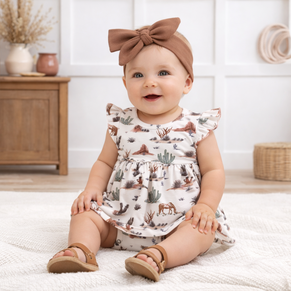 Body con falda para bebé niña – Suaves senderos de cactus de bambú