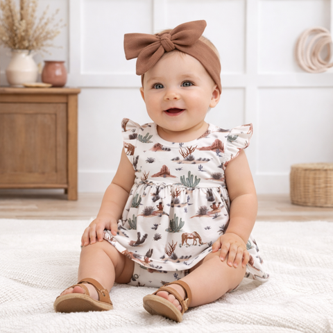 Body con falda para bebé niña – Suaves senderos de cactus de bambú