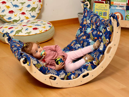 Arco/balancín de escalada Montessori mediano con juego de almohada y rampa