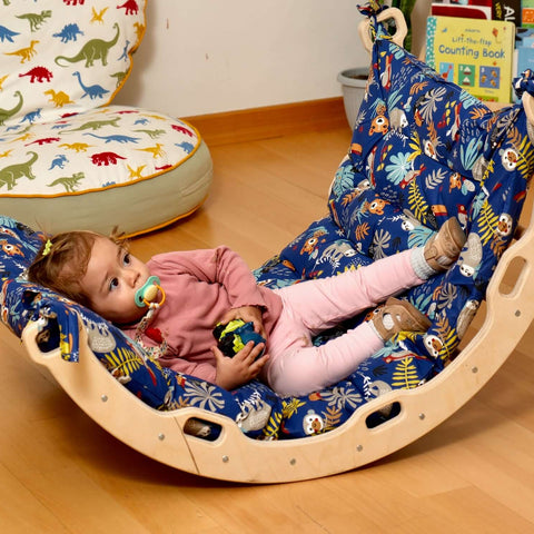 Arco/balancín de escalada Montessori mediano con juego de almohada y rampa