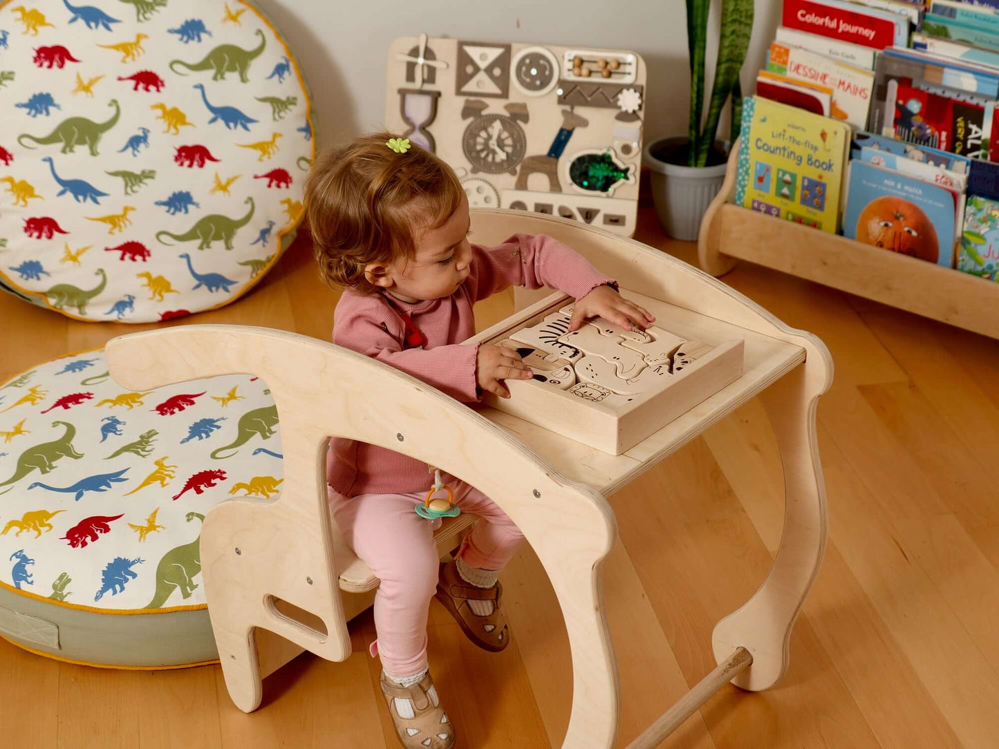 Caja de rompecabezas de madera con animales de safari para niños pequeños