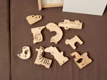 Caja de rompecabezas de madera con animales de safari para niños pequeños