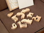 Caja de rompecabezas de madera con animales de safari para niños pequeños